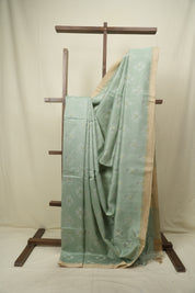 Mint Bengal Cotton Silk Jamdani Saree - SRMBCSJS06