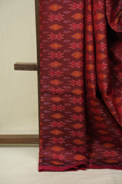 Maroon Raw Silk Ikat Saree - SRMRSIS1088