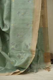 Mint Bengal Cotton Silk Jamdani Saree - SRMBCSJS06