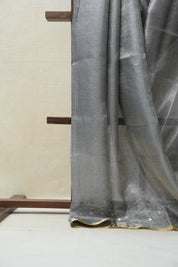 Grey Tissue Tussar Silk Saree - SRGTTSS398