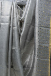 Grey Tissue Tussar Silk Saree - SRGTTSS398