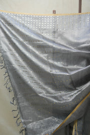 Grey Tissue Tussar Silk Saree - SRGTTSS398