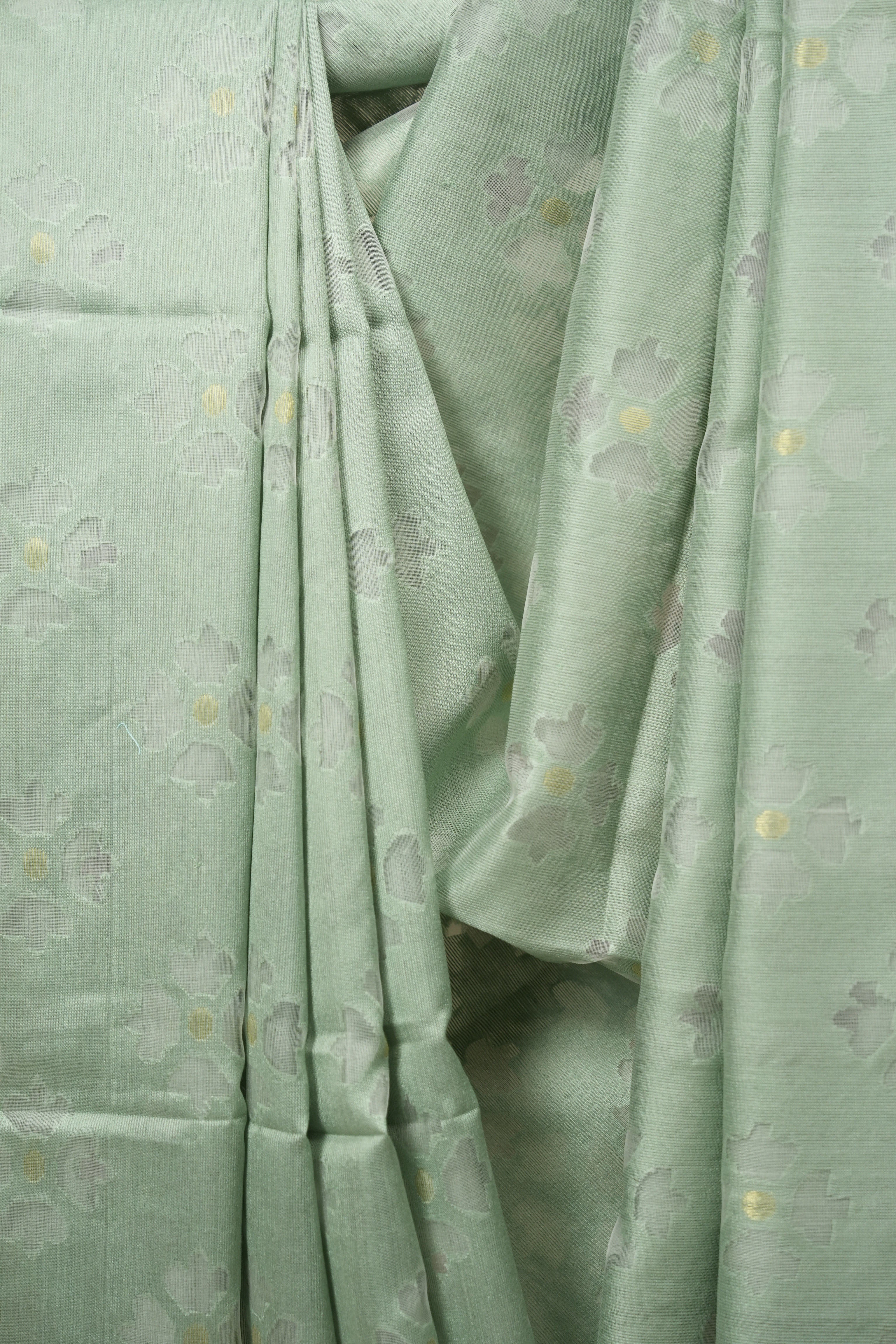 Mint Bengal Cotton Silk Jamdani Saree - SRMBCSJS06