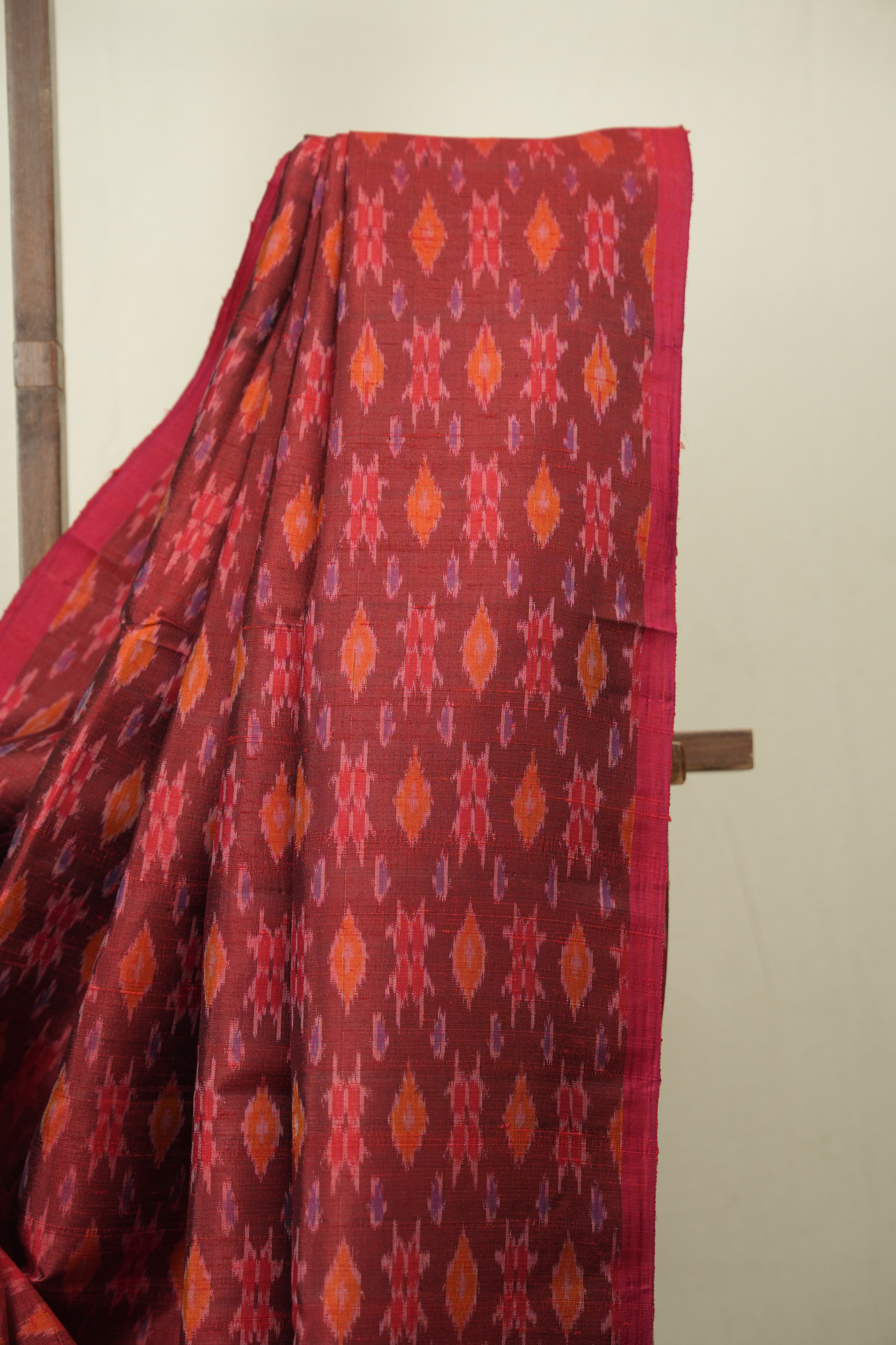 Maroon Raw Silk Ikat Saree - SRMRSIS1088