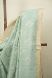 Mint Bengal Cotton Silk Jamdani Saree - SRMBCSJS06