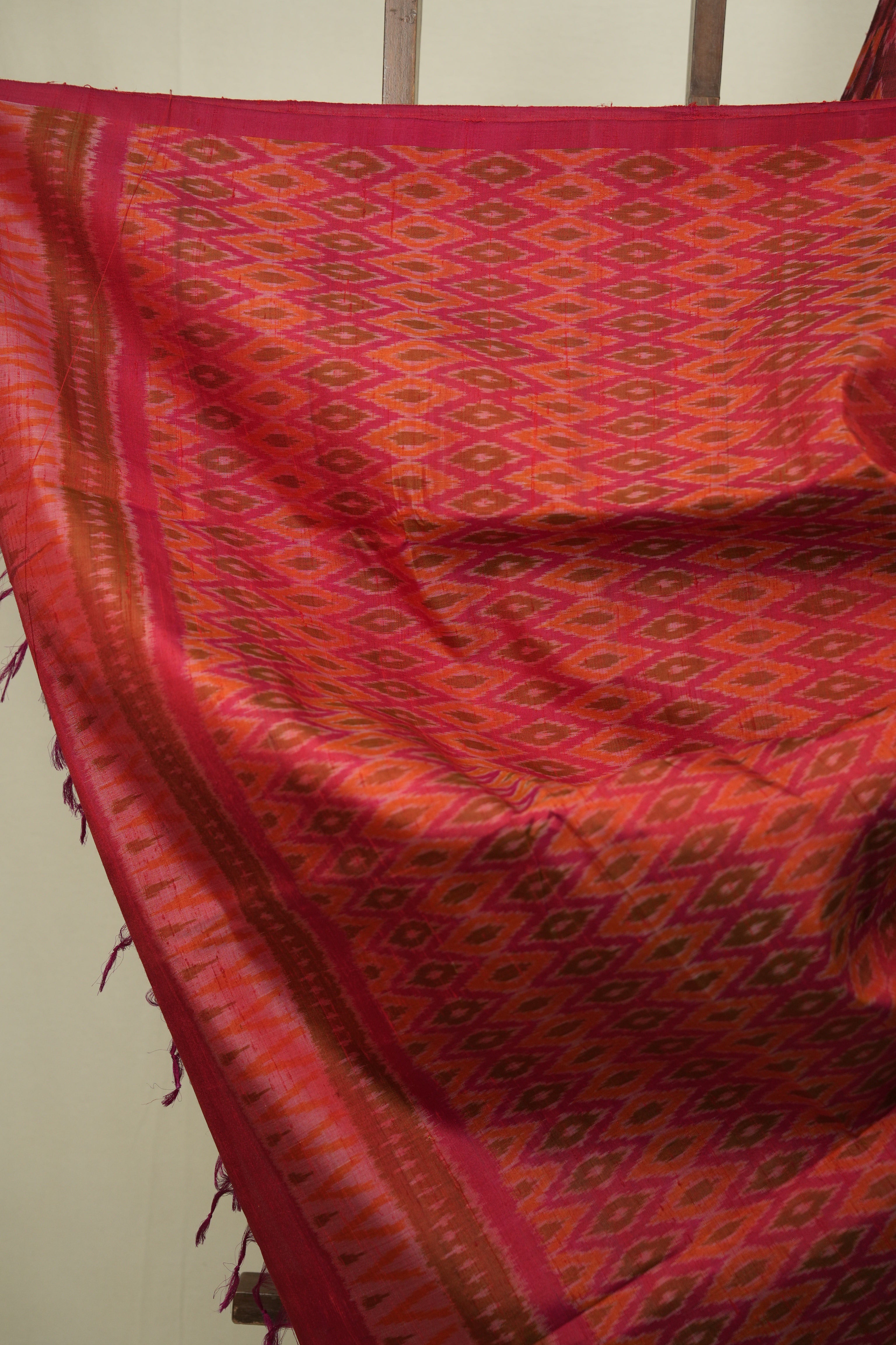 Maroon Raw Silk Ikat Saree - SRMRSIS1088