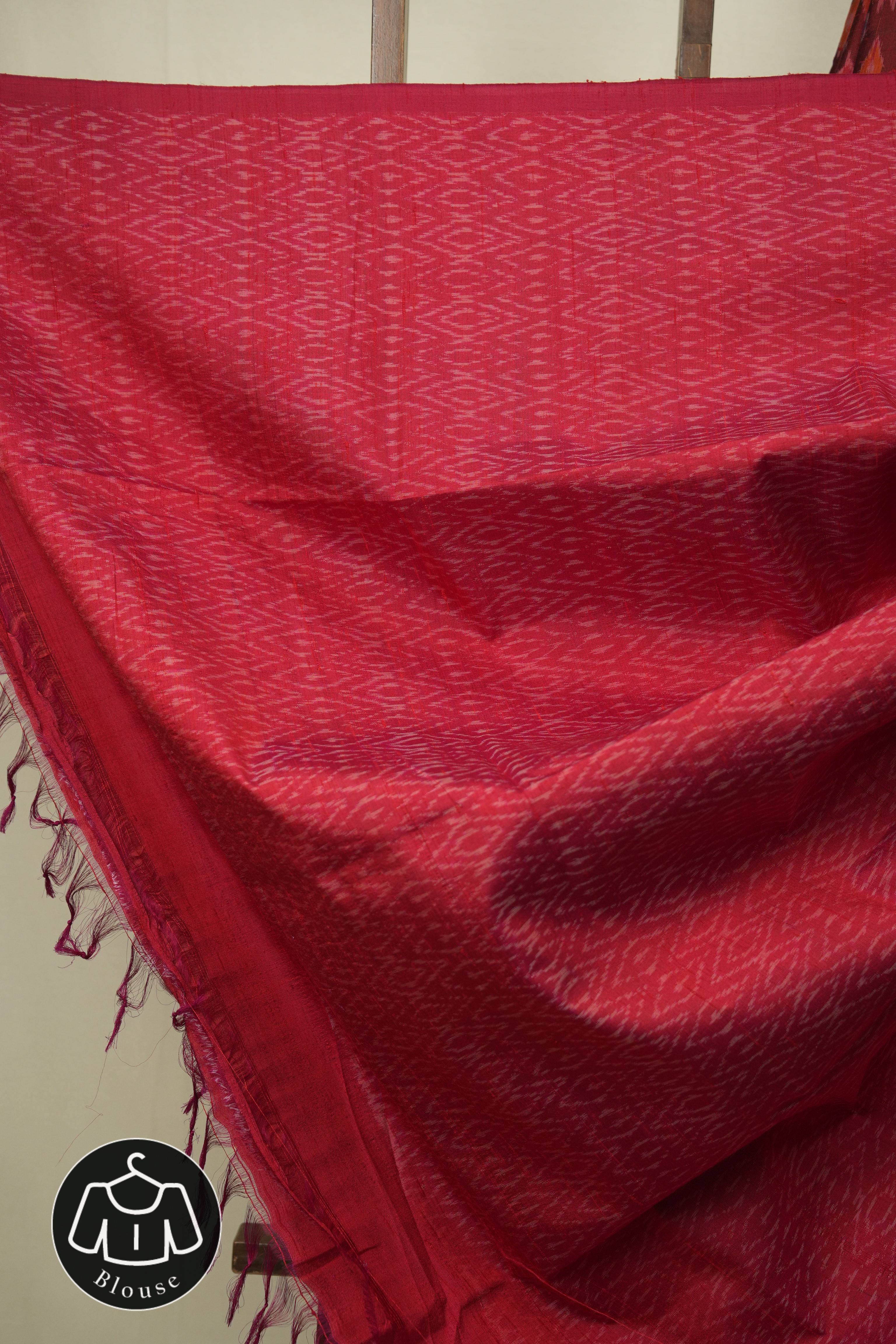 Maroon Raw Silk Ikat Saree - SRMRSIS1088