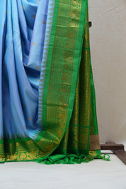 Sky Blue Gadwal Silk Saree - SRSBGSS490