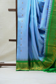 Sky Blue Gadwal Silk Saree - SRSBGSS490