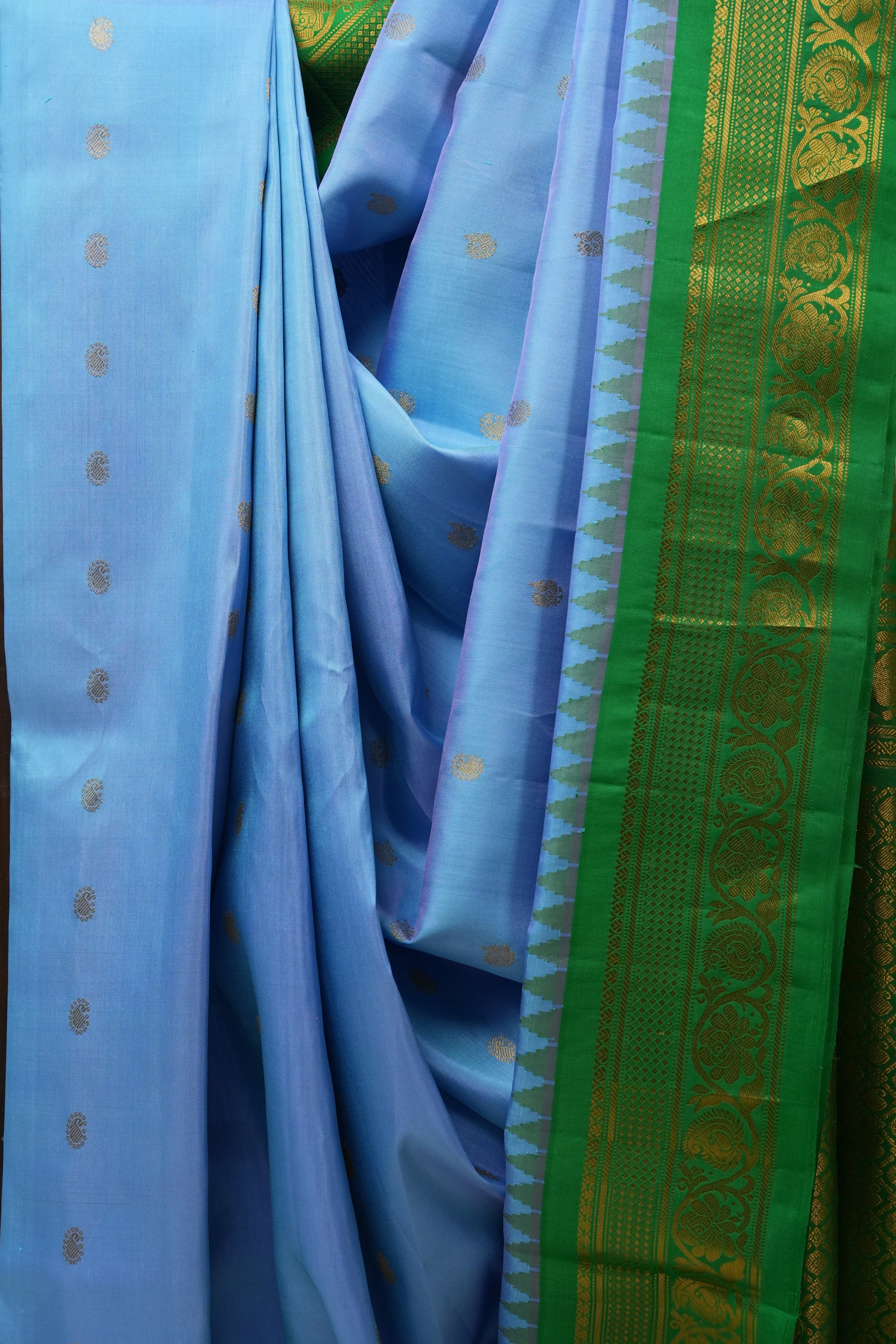 Sky Blue Gadwal Silk Saree - SRSBGSS490