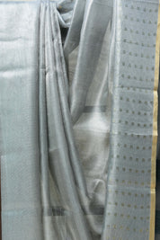 Grey Tissue Tussar Silk Saree - SRGTTSS405
