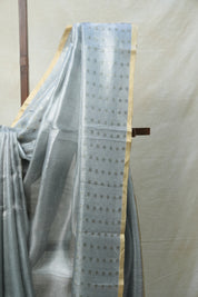 Grey Tissue Tussar Silk Saree - SRGTTSS405