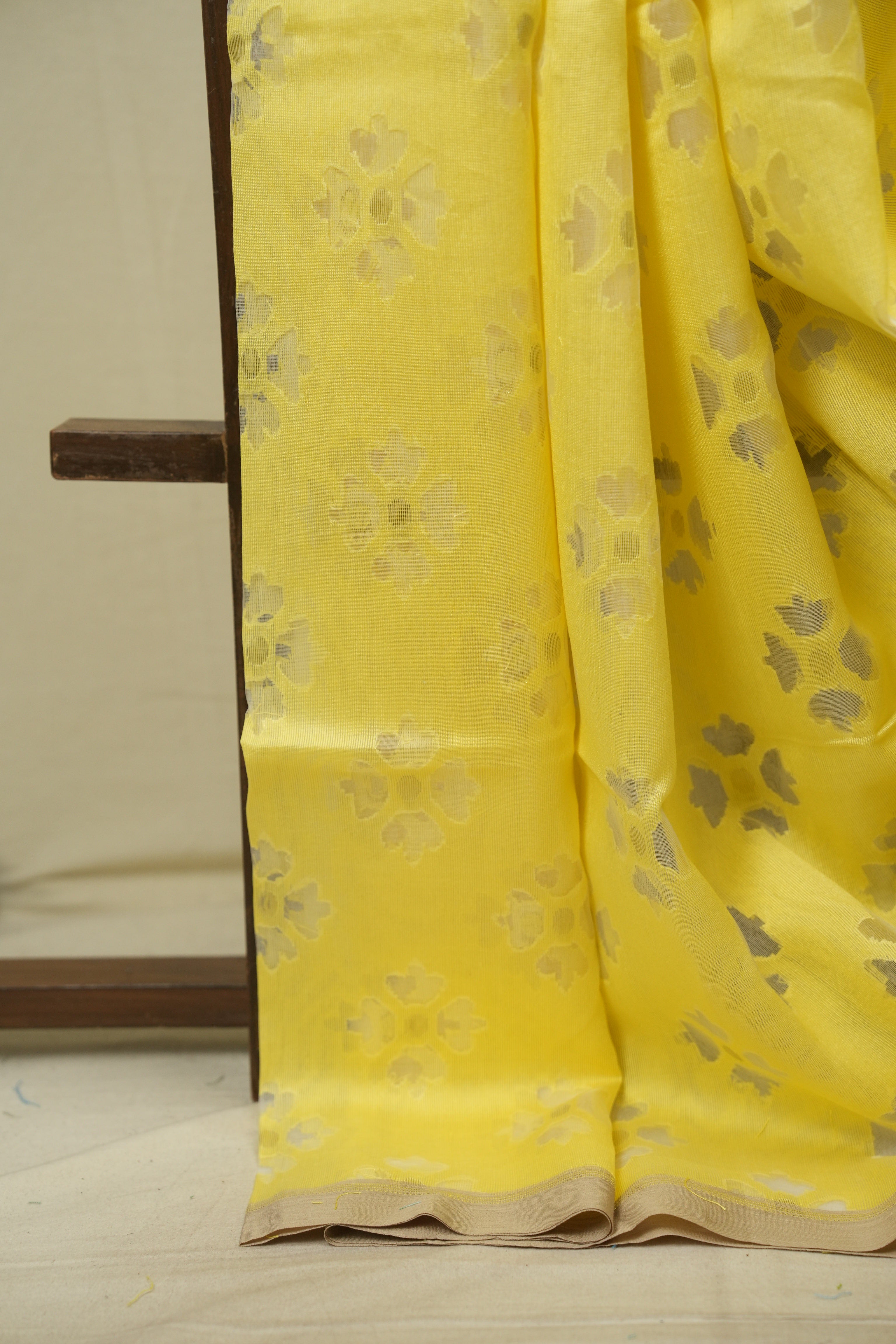 Yellow Bengal Cotton Silk Jamdani Saree - SRYBCSJS03