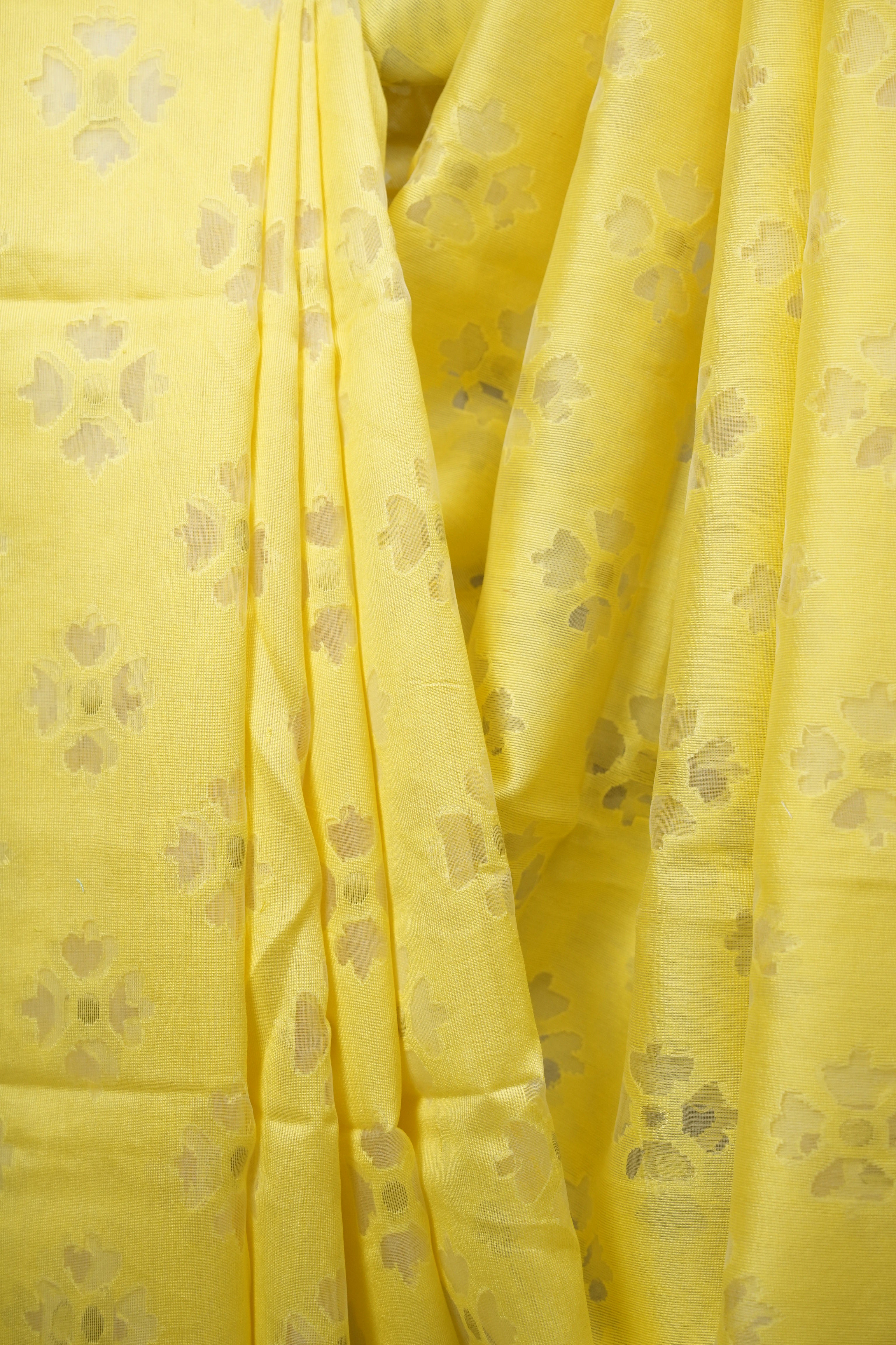 Yellow Bengal Cotton Silk Jamdani Saree - SRYBCSJS03