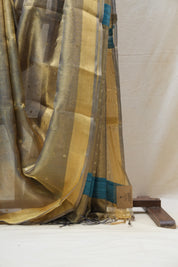Golden Blue Tissue Tussar Silk Saree - SRGBTTSS444