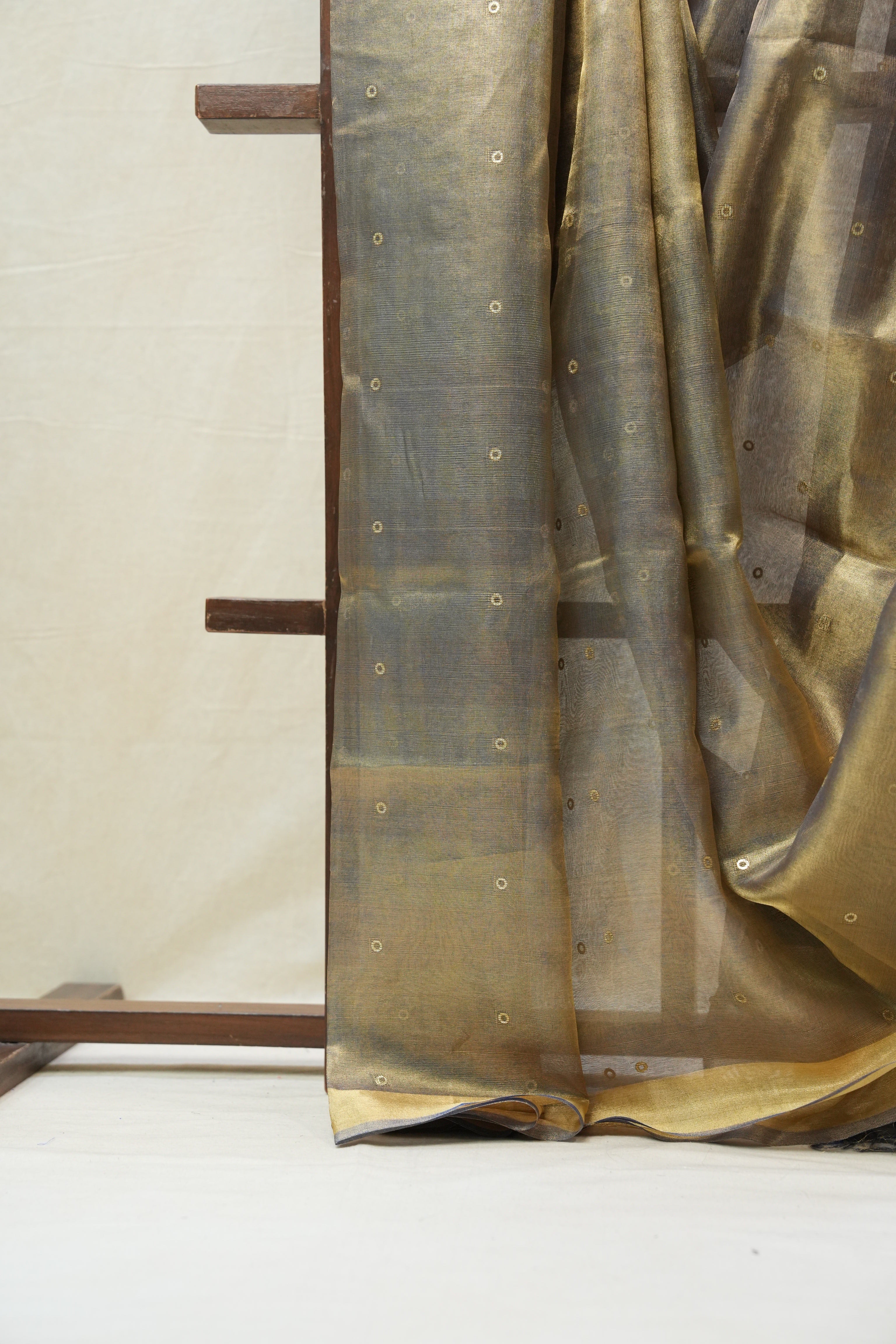 Golden Blue Tissue Tussar Silk Saree - SRGBTTSS444