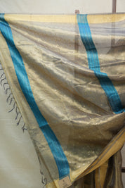 Golden Blue Tissue Tussar Silk Saree - SRGBTTSS444