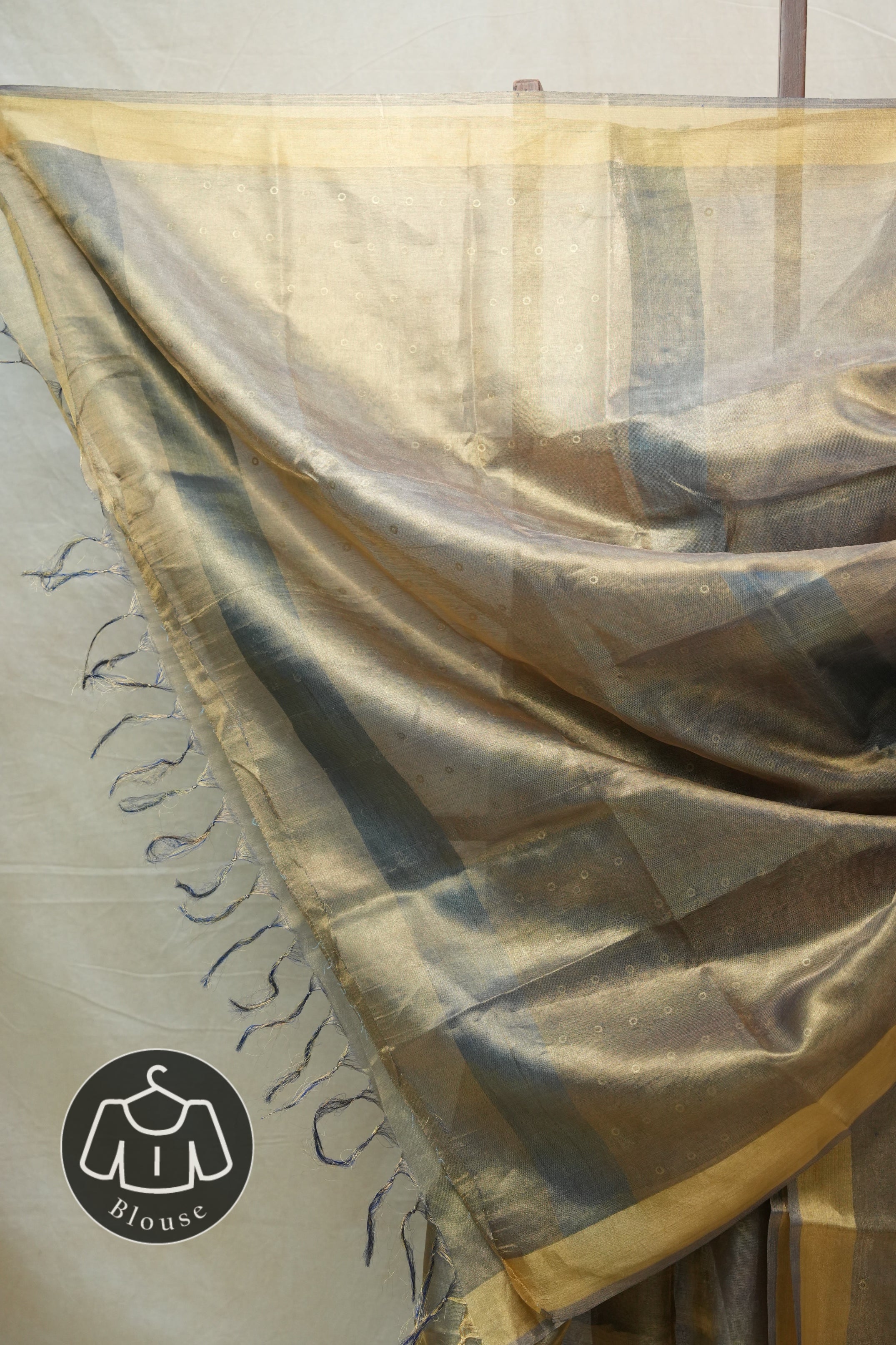 Golden Blue Tissue Tussar Silk Saree - SRGBTTSS444