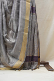 Blue Tissue Tussar Silk Saree - SRBTTSS439