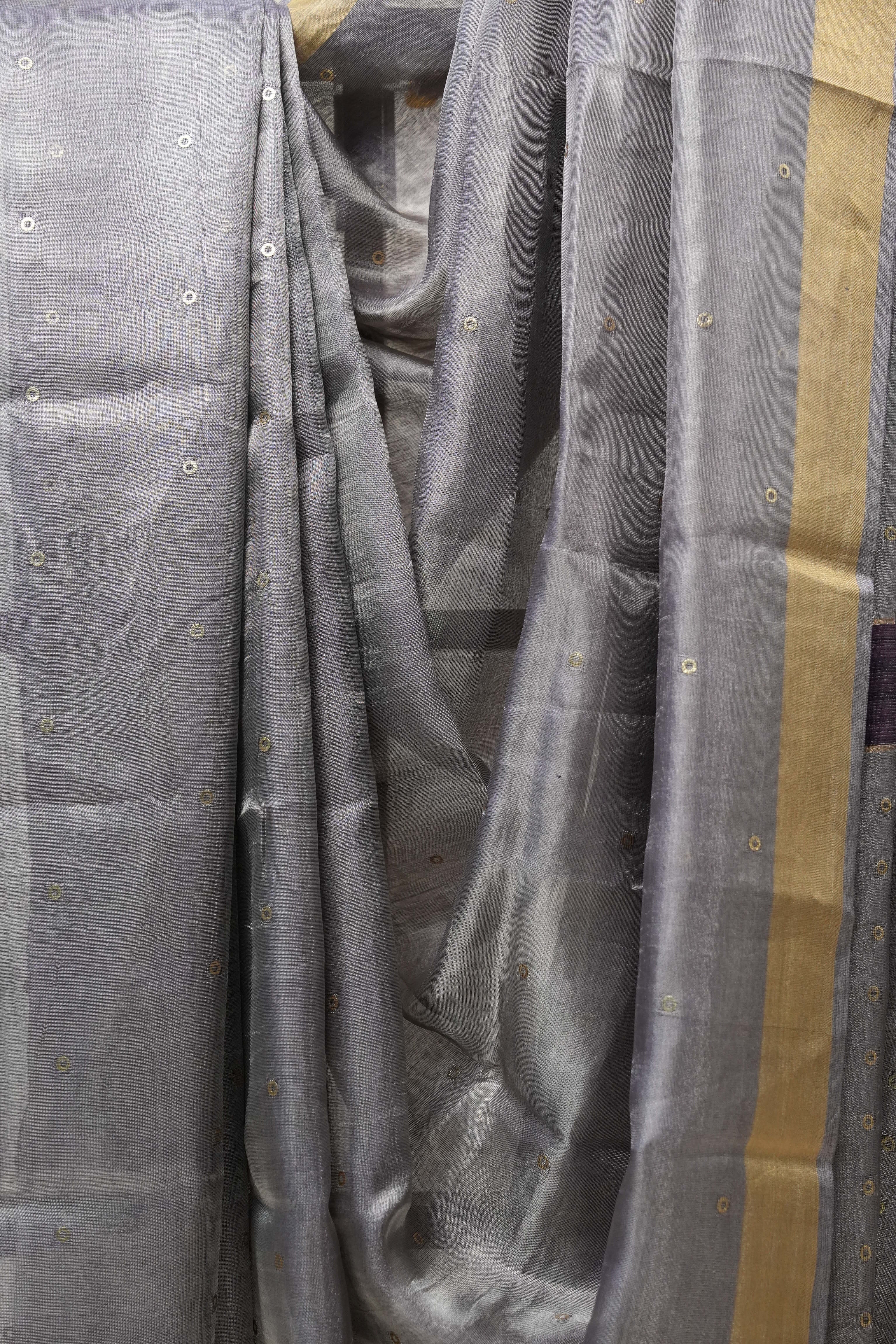 Blue Tissue Tussar Silk Saree - SRBTTSS439