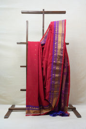 Red Gadwal Cotton Silk Saree - SRRGCSS115