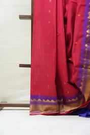 Red Gadwal Cotton Silk Saree - SRRGCSS115