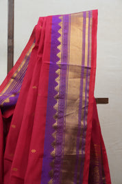 Red Gadwal Cotton Silk Saree - SRRGCSS115