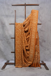 Mustard Yellow HBP Cotton Saree - SRMYCS2384