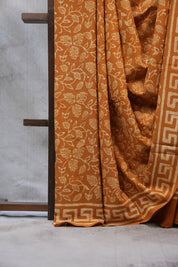 Mustard Yellow HBP Cotton Saree - SRMYCS2384