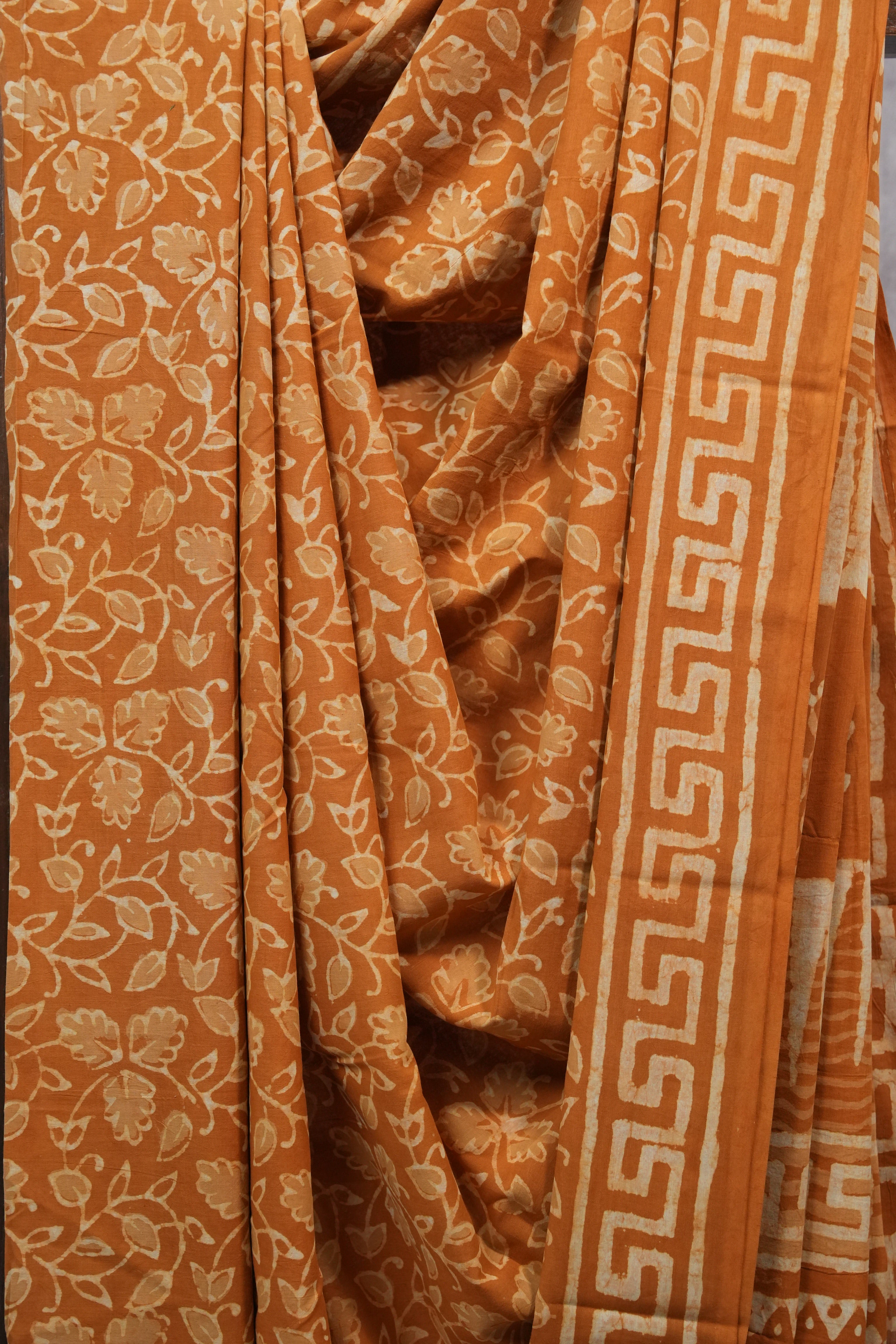 Mustard Yellow HBP Cotton Saree - SRMYCS2384