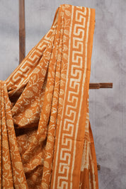 Mustard Yellow HBP Cotton Saree - SRMYCS2384