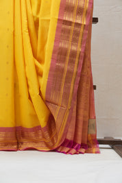 Yellow Gadwal Cotton Silk Saree - SRYGCSS117