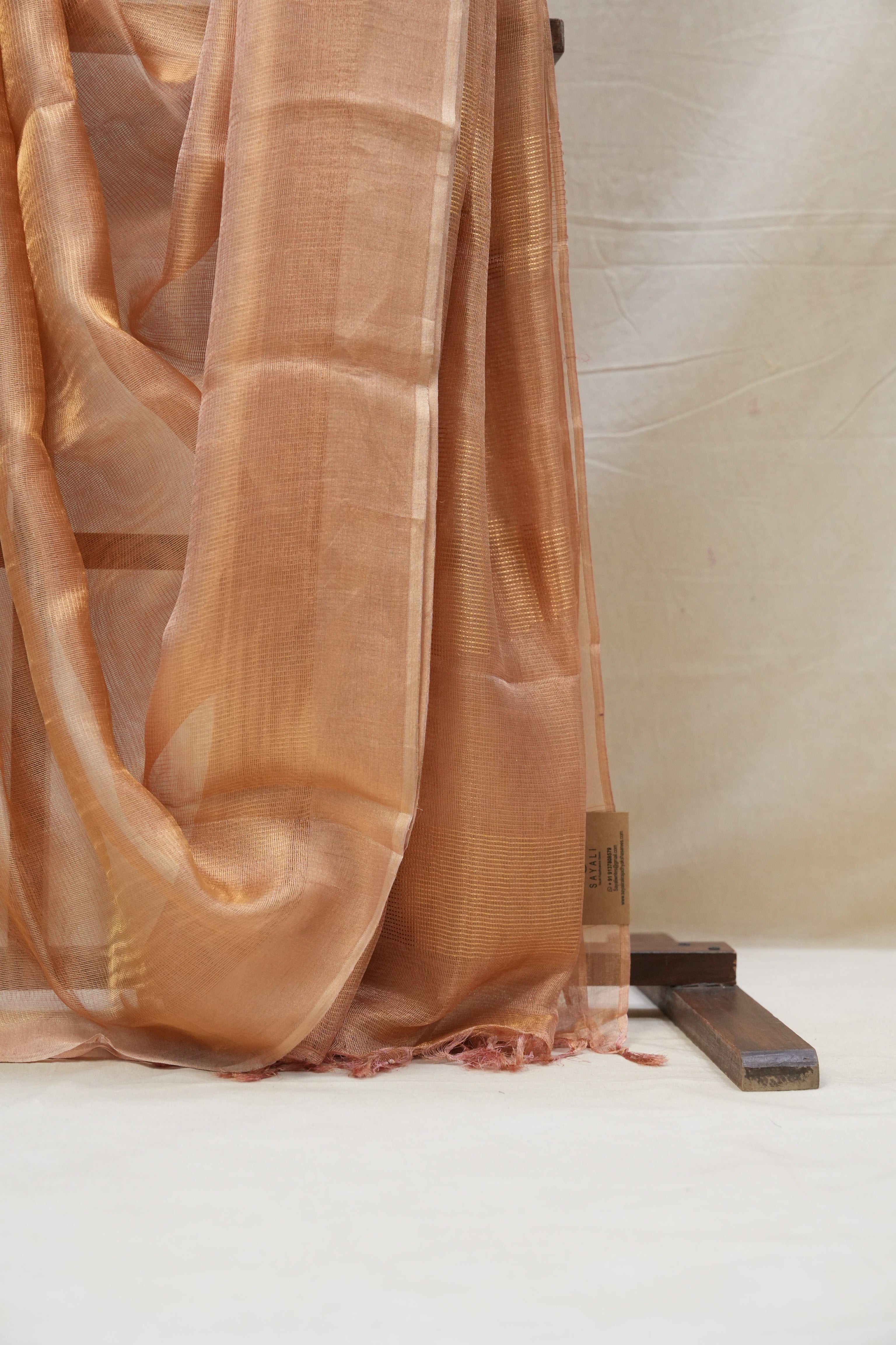 Golden Pink Tissue Tussar Silk Saree - SRGPTTSS427