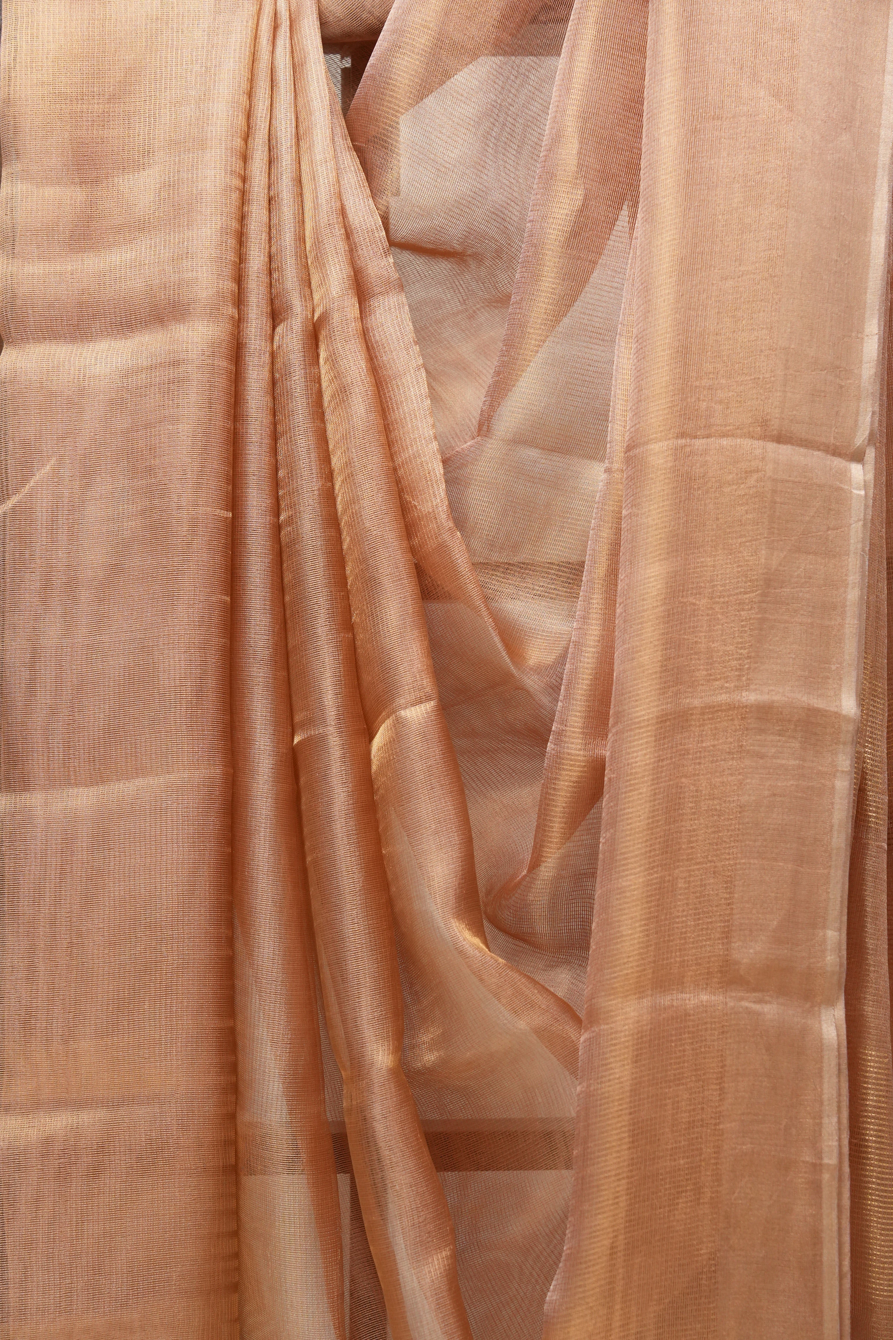 Golden Pink Tissue Tussar Silk Saree - SRGPTTSS427