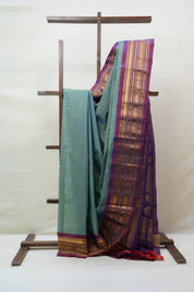 Two Tone Green Gadwal Cotton Silk Saree - SRTTGGCSS106