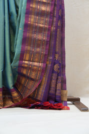Two Tone Green Gadwal Cotton Silk Saree - SRTTGGCSS106