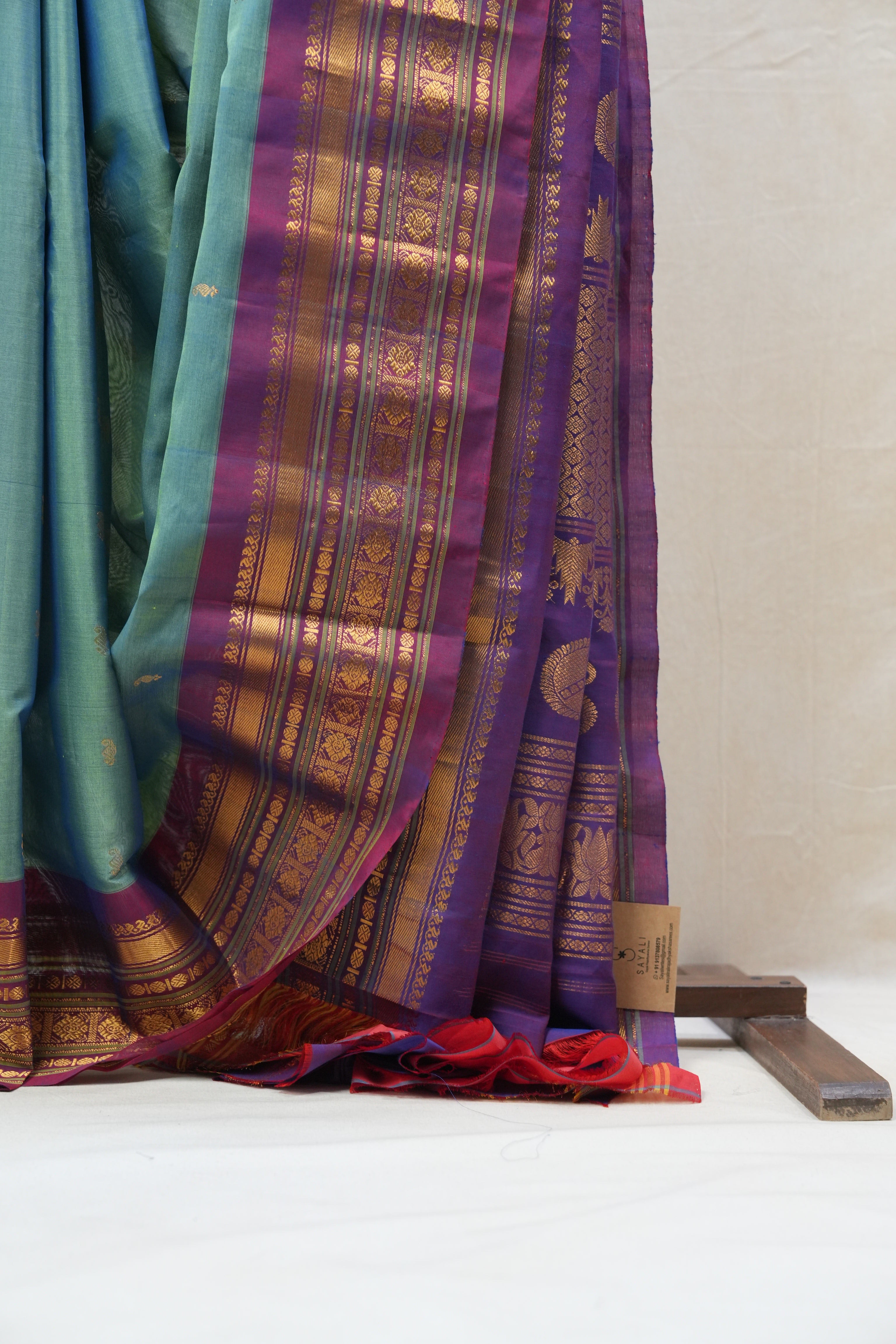 Two Tone Green Gadwal Cotton Silk Saree - SRTTGGCSS106
