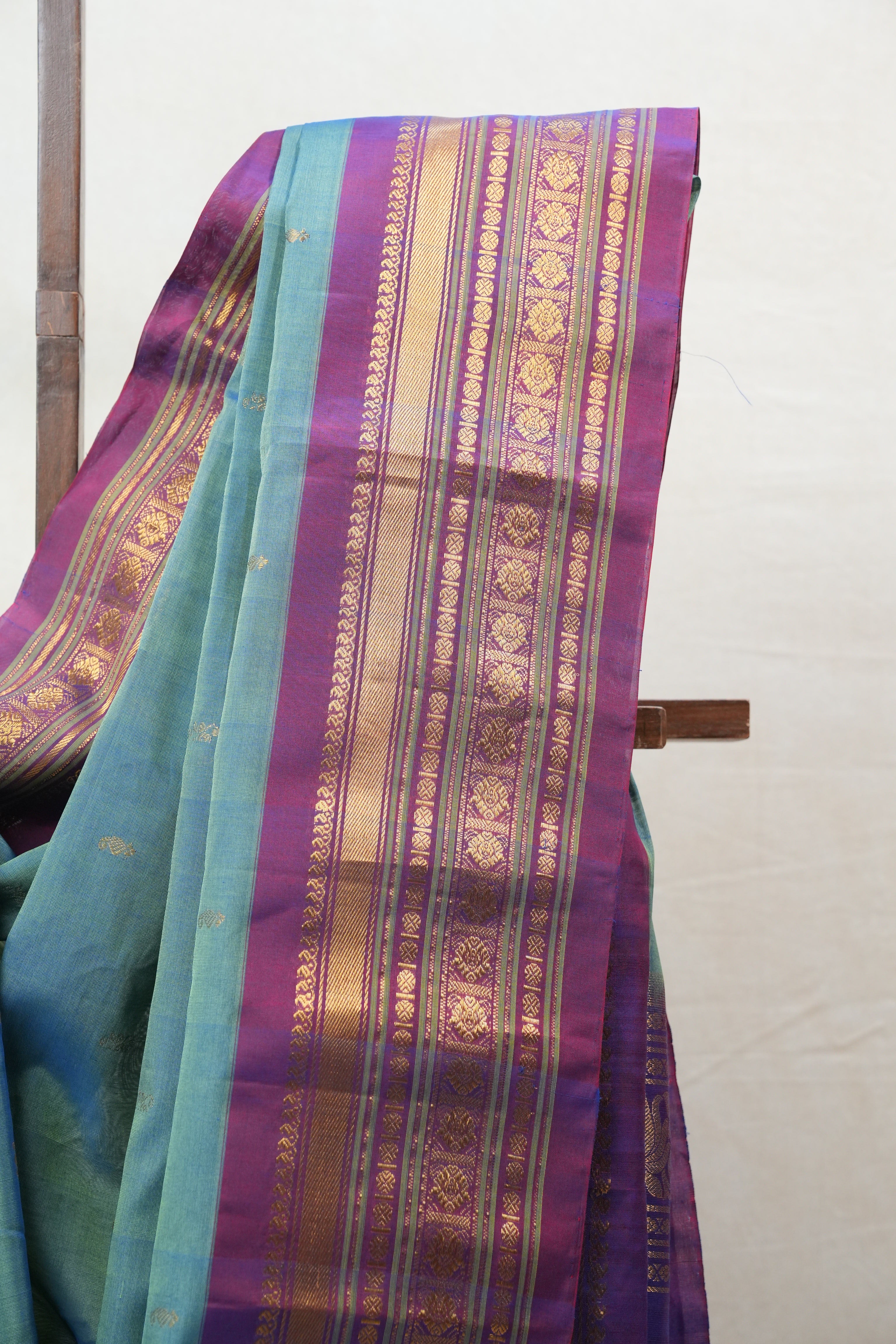 Two Tone Green Gadwal Cotton Silk Saree - SRTTGGCSS106