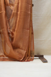Copper Gold Tissue Tussar Silk Saree - SRCGTTSS422