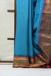 Blue Gadwal Cotton Silk Saree - SRBGCSS104