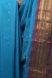 Blue Gadwal Cotton Silk Saree - SRBGCSS104
