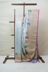 Grey Gadwal Silk Saree - SRGGSS496