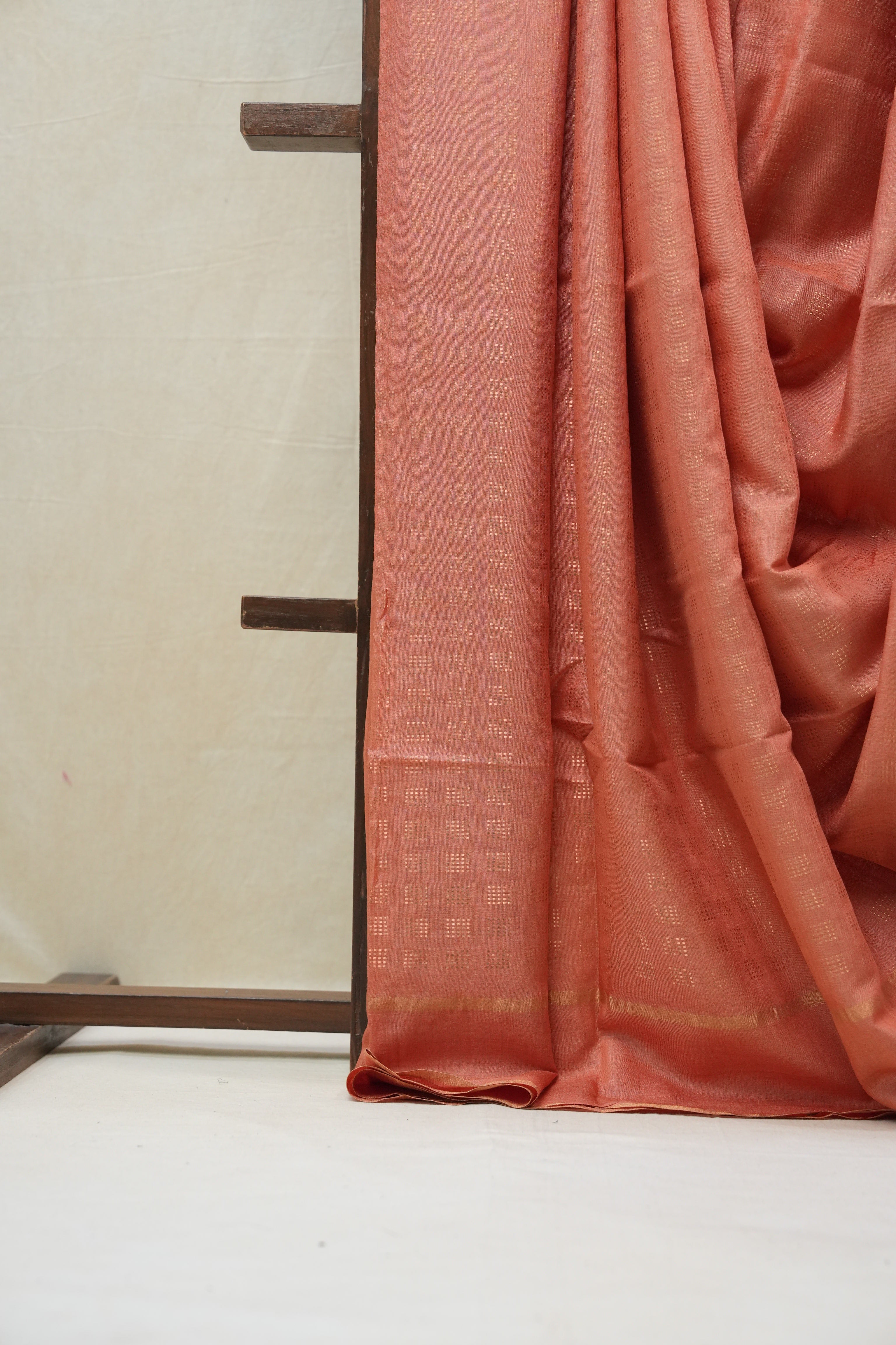 Peach Tussar Silk Saree - SRPTSS1510