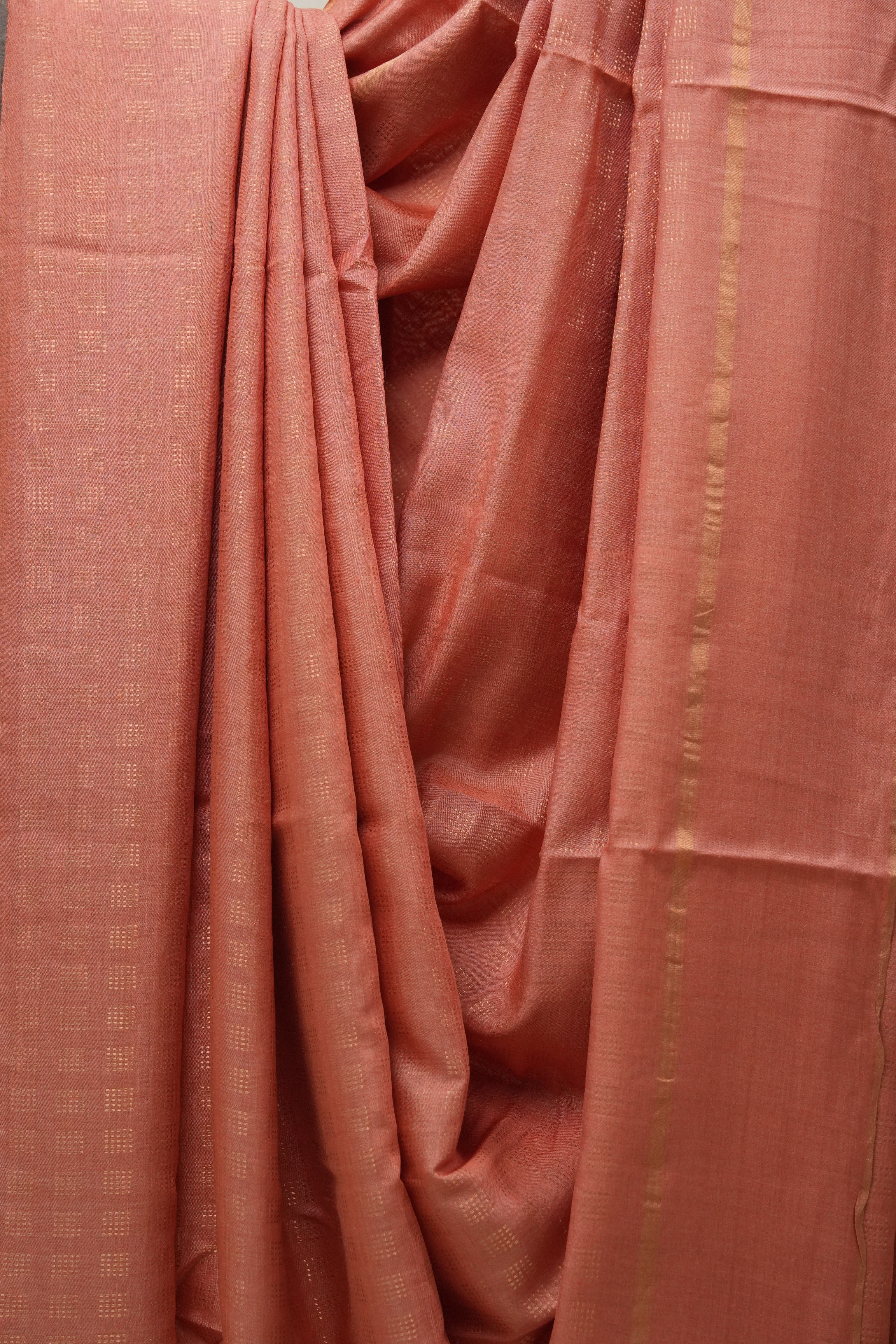 Peach Tussar Silk Saree - SRPTSS1510