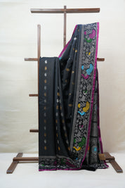 Black Gadwal Silk Saree - SRBGSS497