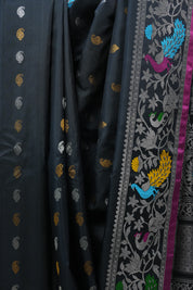 Black Gadwal Silk Saree - SRBGSS497