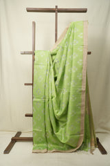 Green Bengal Cotton Silk Jamdani Saree - SRBCSJS01