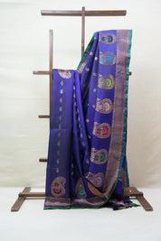 Blue Gadwal Silk Saree - SRBGSS498