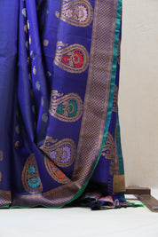 Blue Gadwal Silk Saree - SRBGSS498