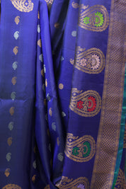 Blue Gadwal Silk Saree - SRBGSS498